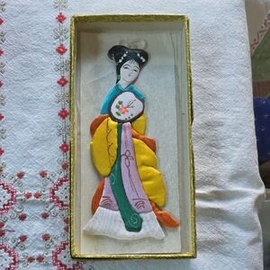 Colorful Silk Lady Ornament - Chinese - Original Box